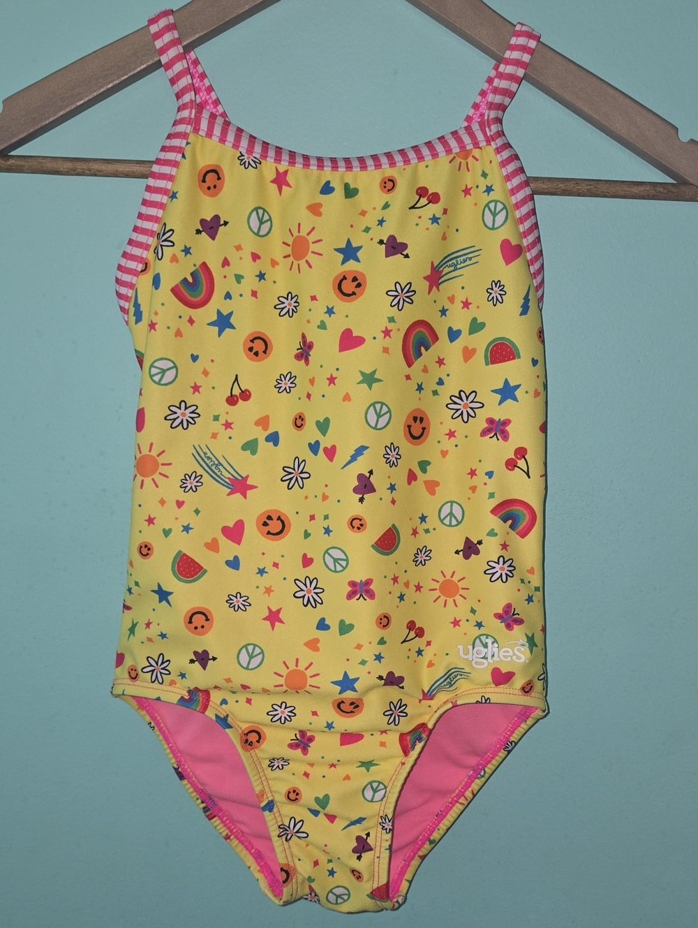 Dolfin Yellow Girls' One-Piece Swimsuit with Pink Accents